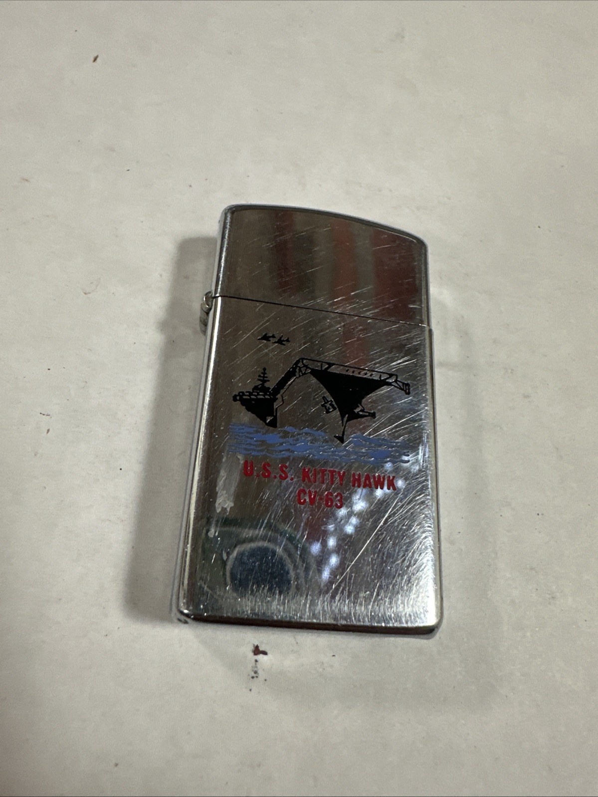 Vintage U.S.S. Kitty Hawk CV-63 US Navy Aircraft Carrier Zippo Lighter