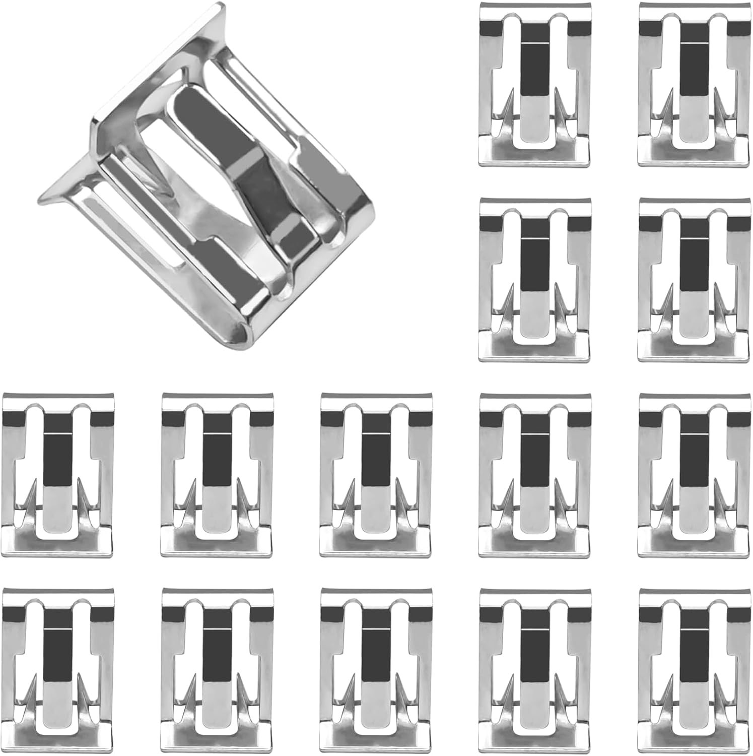 15PCS Car Trim Panel Metal Retainer Clip, Universal U-Shaped Car Dashboard Conso
