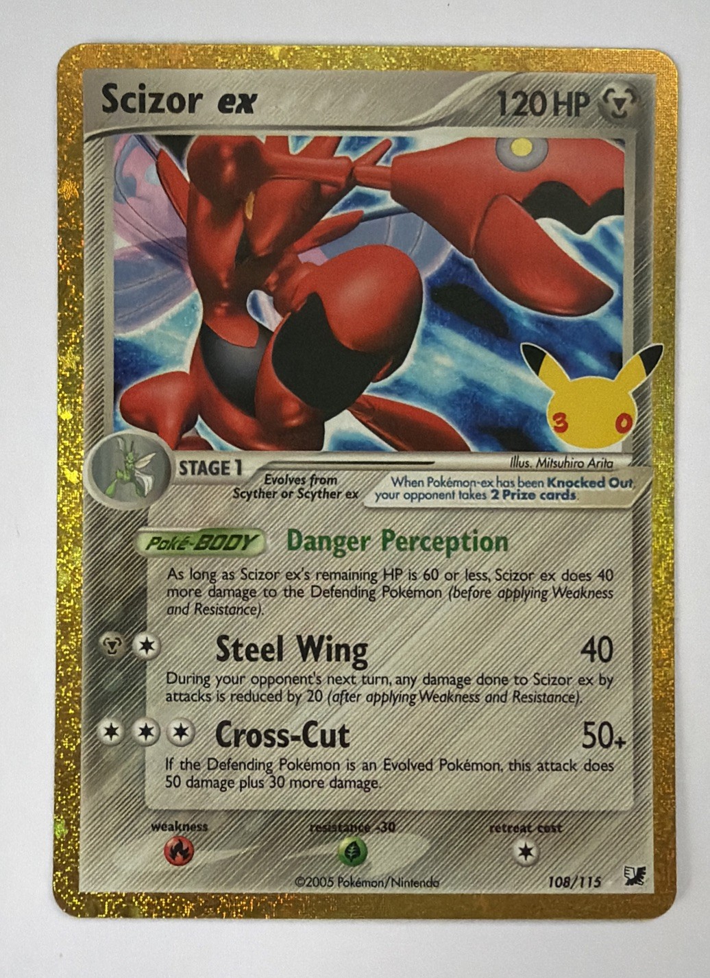 Pokémon TCG 30th anniversary Scizor ex 108/115 card