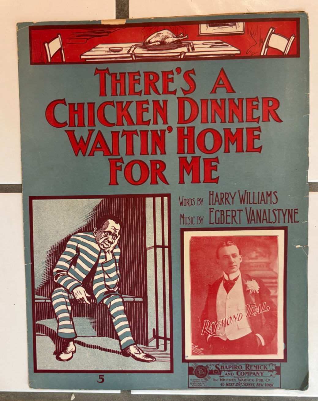 RARE 1904 Black Americana Sheet Music There's A Chicken Dinner Waitin Home For M
