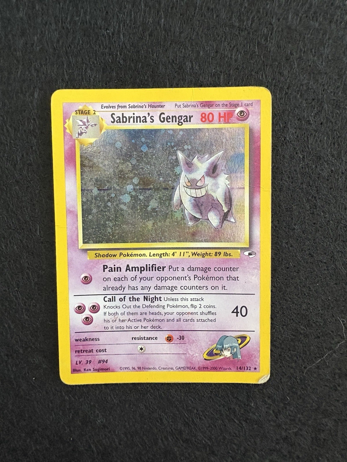 Sabrina's Gengar 14/132 Gym Heroes Holo Rare Unlimited