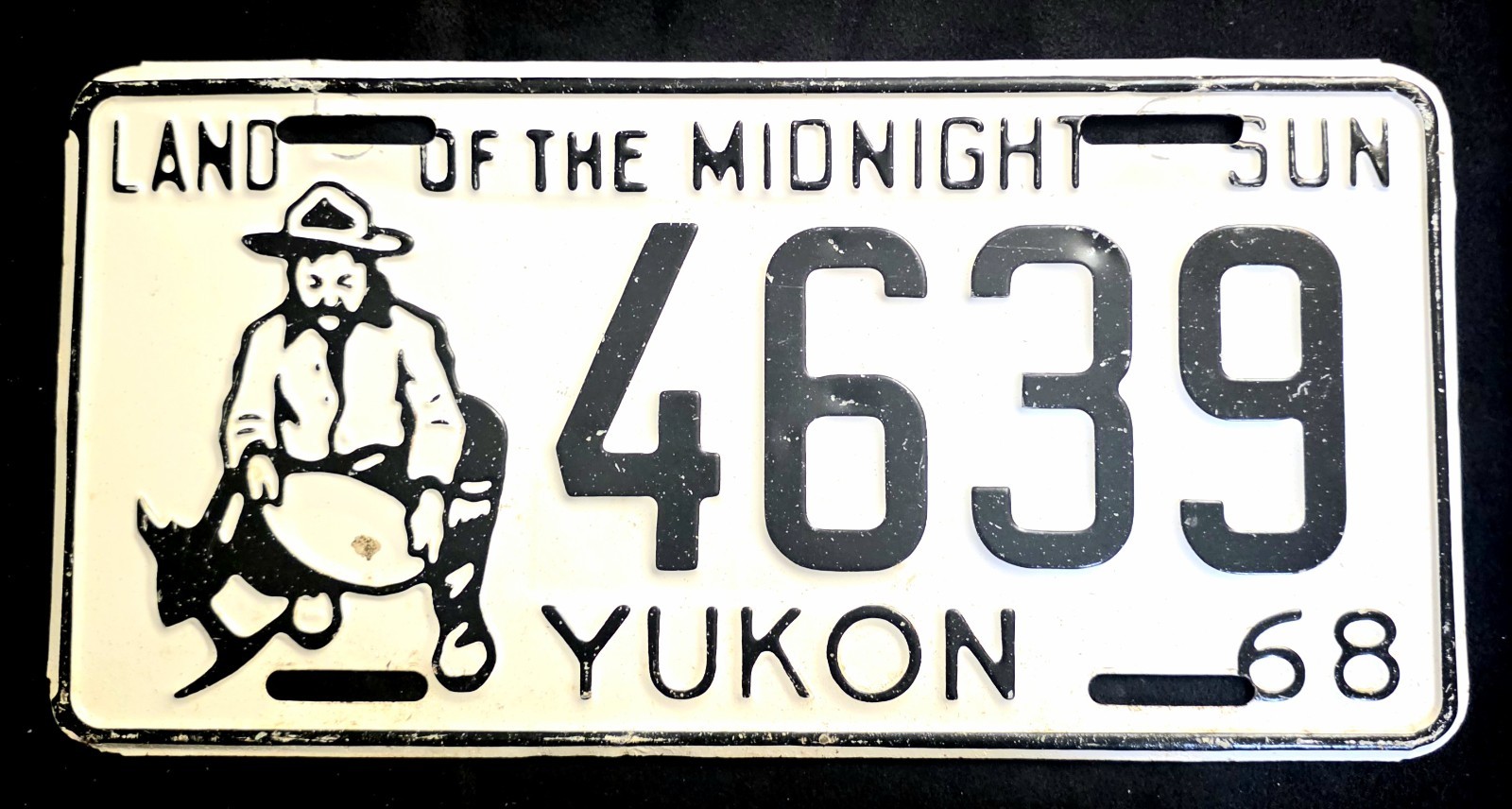 Vintage 1968 Yukon Midnight Sun License Plate 4639 Single Survivor