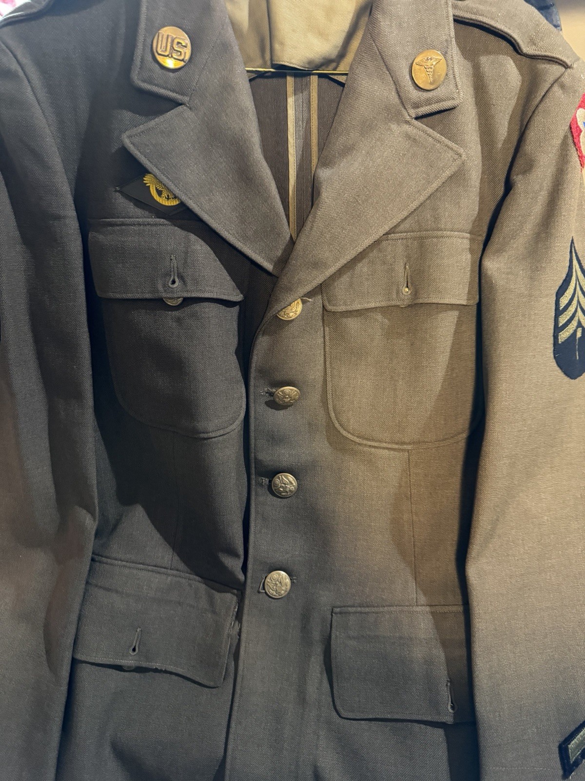 1940’s WWII ERA US ARMY MEDICAL CORP  DRESS WOOL JACKET COAT SERGEANT RANK