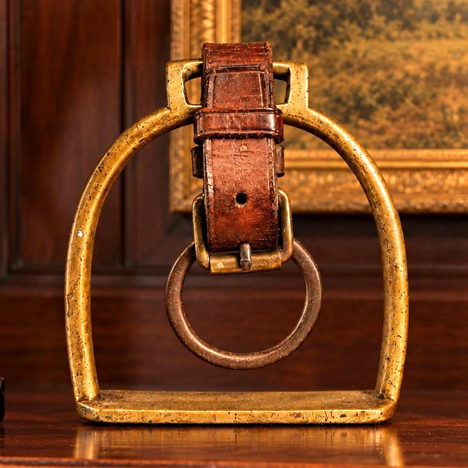 Wonderful Antique French Horse Stirrup Redouenat Leather Brass Equestrian Tack