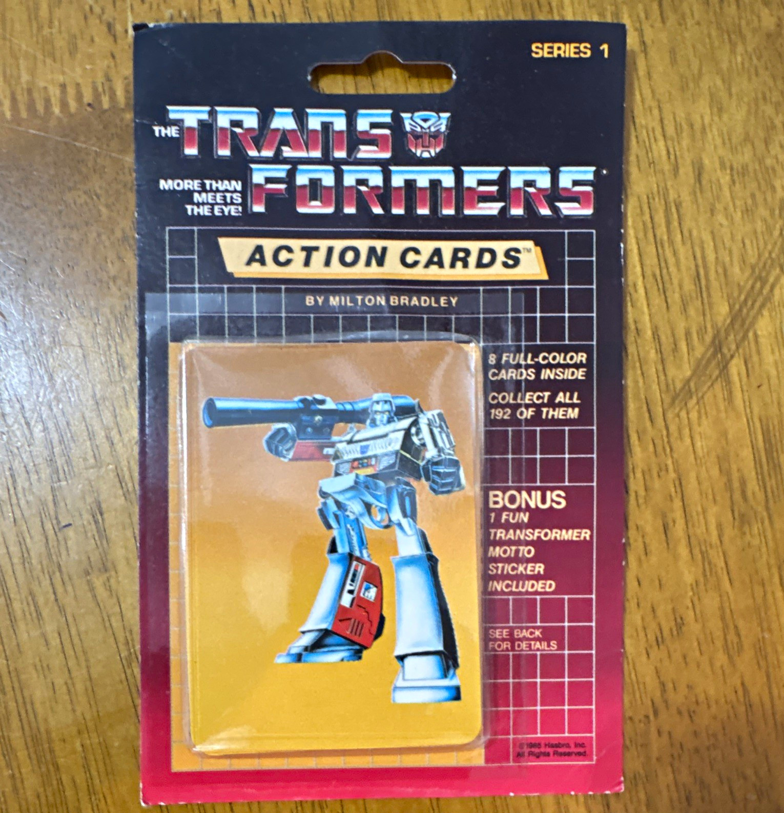 Milton Bradley Transformers Action Cards Series 1 Sealed Pack 8 Cards Sticker
