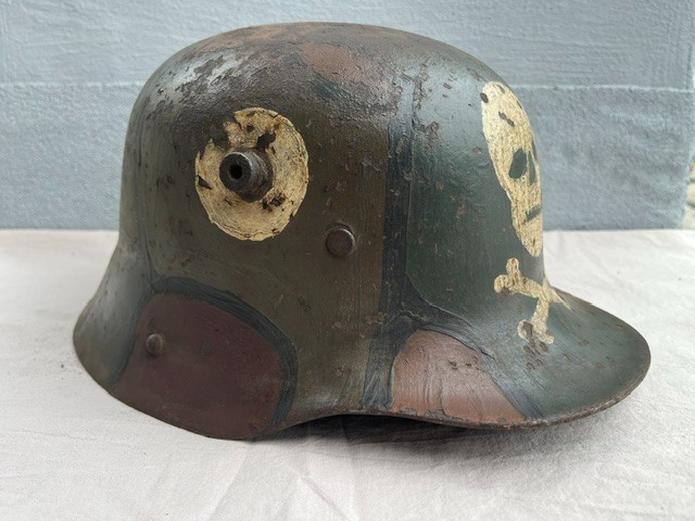 Imperial WW1 German Panzer M1916 Helmet w/Liner & Chin Strap. Historical.