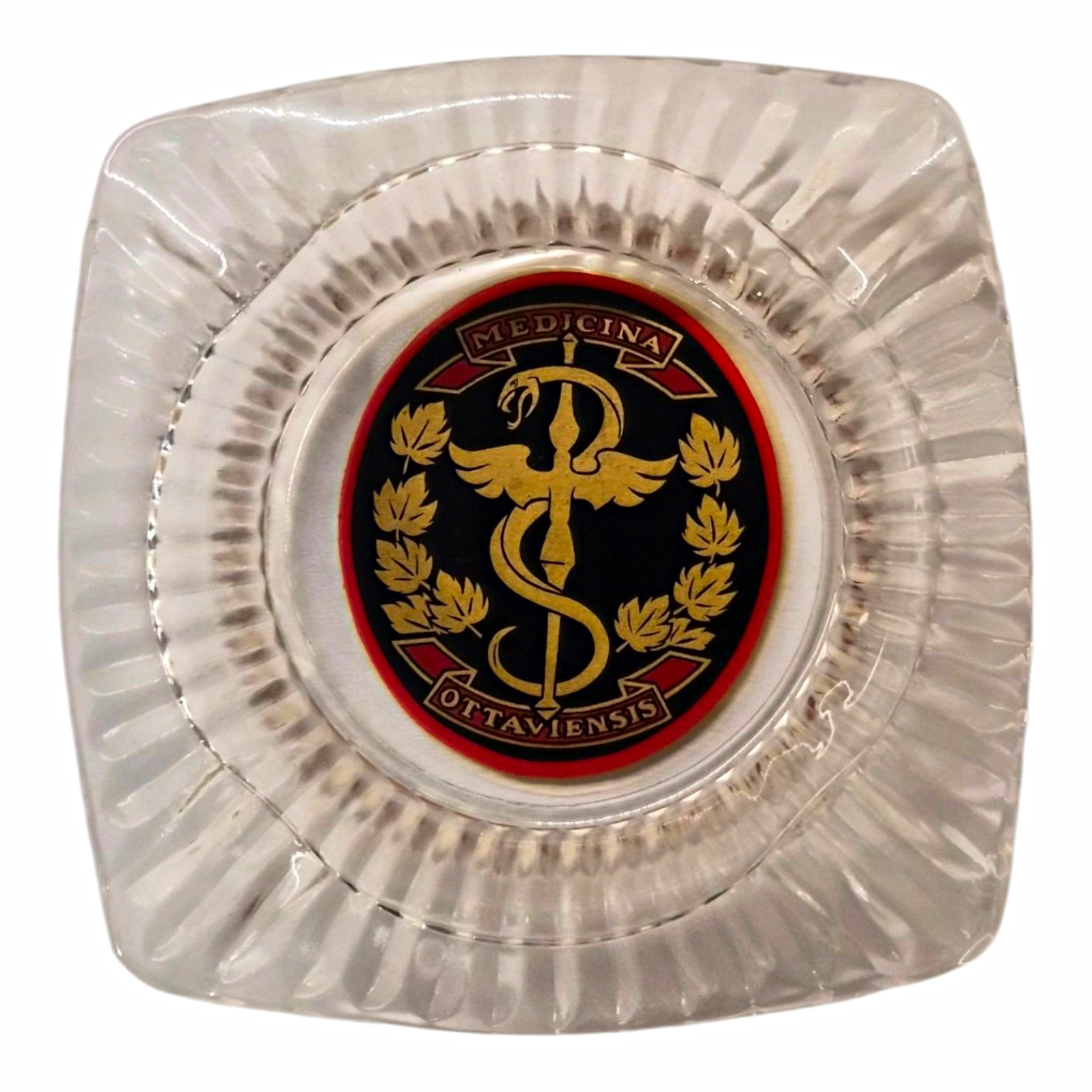 Vintage University Ottawa Medicine Glass Ashtray Medicina Ottaviensis Medical