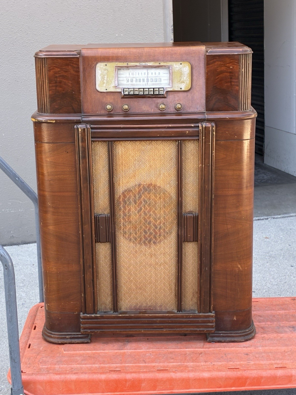 Vintage Sears Silvertone Console Radio Art Deco Tube AS-IS Untested Local Pickup