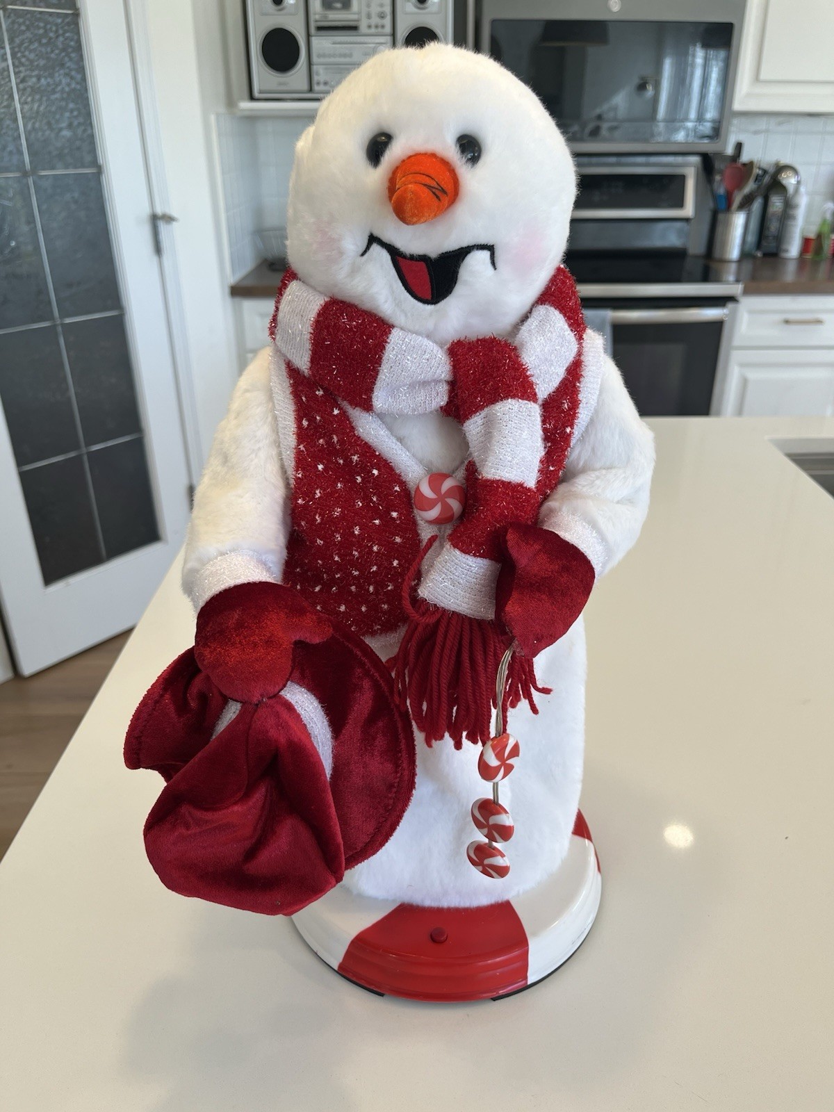 RARE 2005 Gemmy Spinning Snowflake Snowman Peppermint Twist - Working