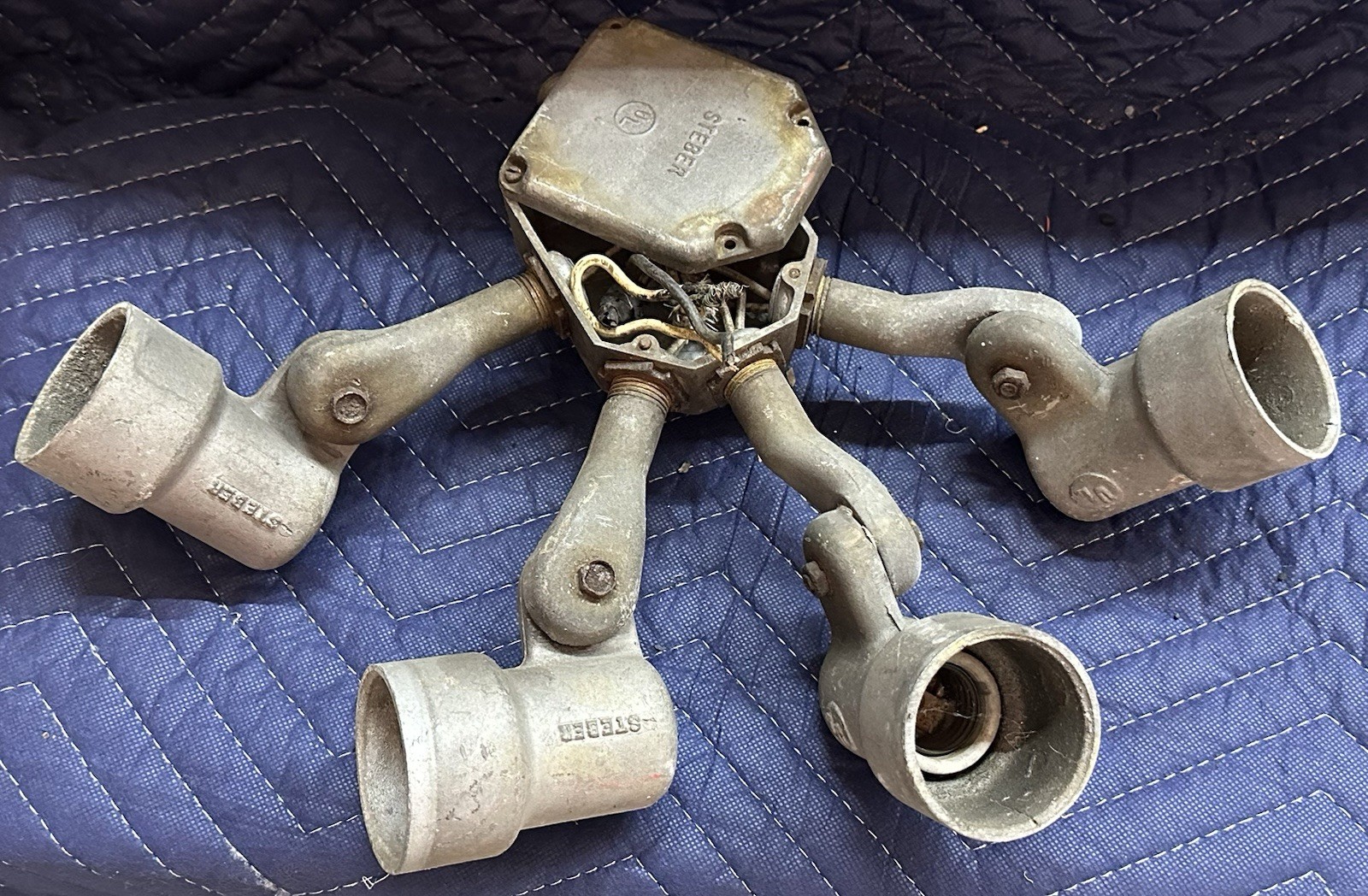 Original Vintage STEBER 4 Head Light Old GAS STATION Service Multi Position