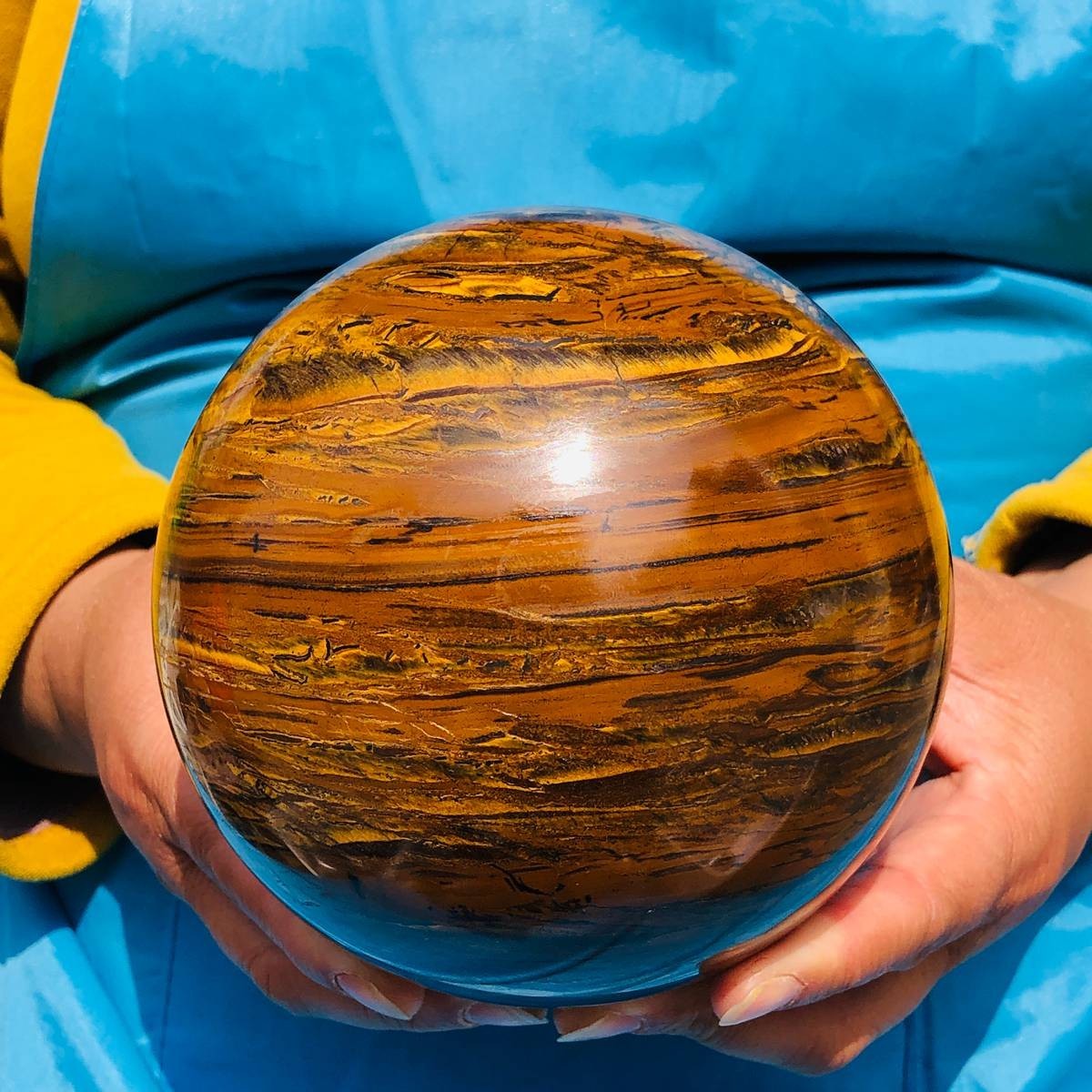 6.84LB Large  Natural Tiger's Eye Ball Quartz Crystal Sphere Gem Healing Décor