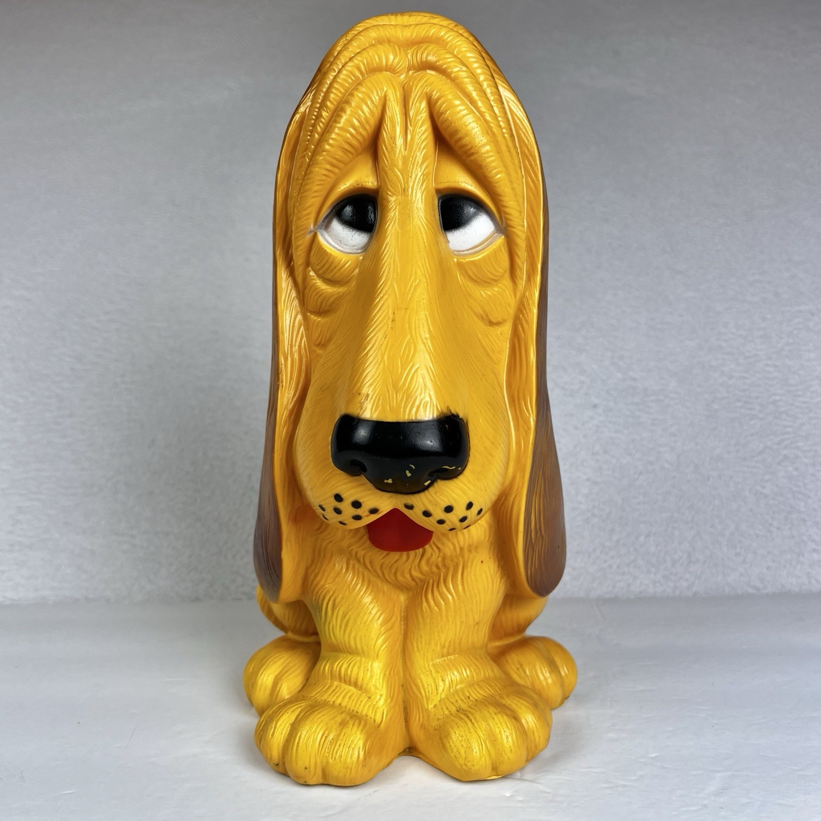 Vtg 1970s AXELROD Sad Bassett Hound Dog Vinyl Coin Piggy Bank My Toy Inc
