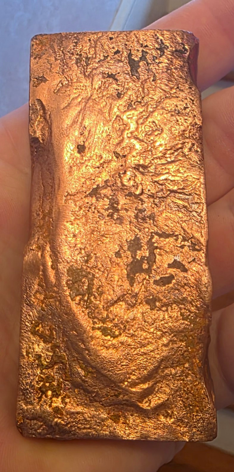 Copper Ingot Bar Unmarked Copper-Colored Cast Metal Chunk / Ingot. 10 Oz