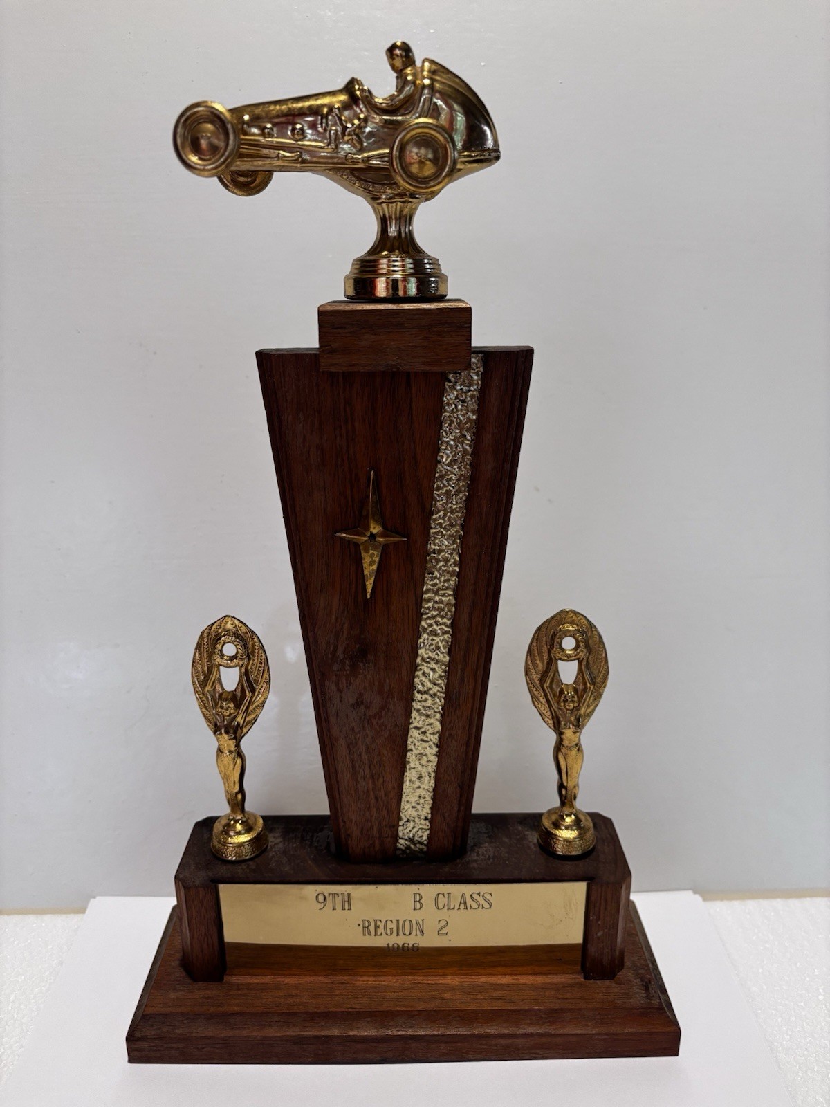 Vintage Old 1966 VINTAGE OPEN WHEEL CAR RACING TROPHY Mid Century Modern Midget 