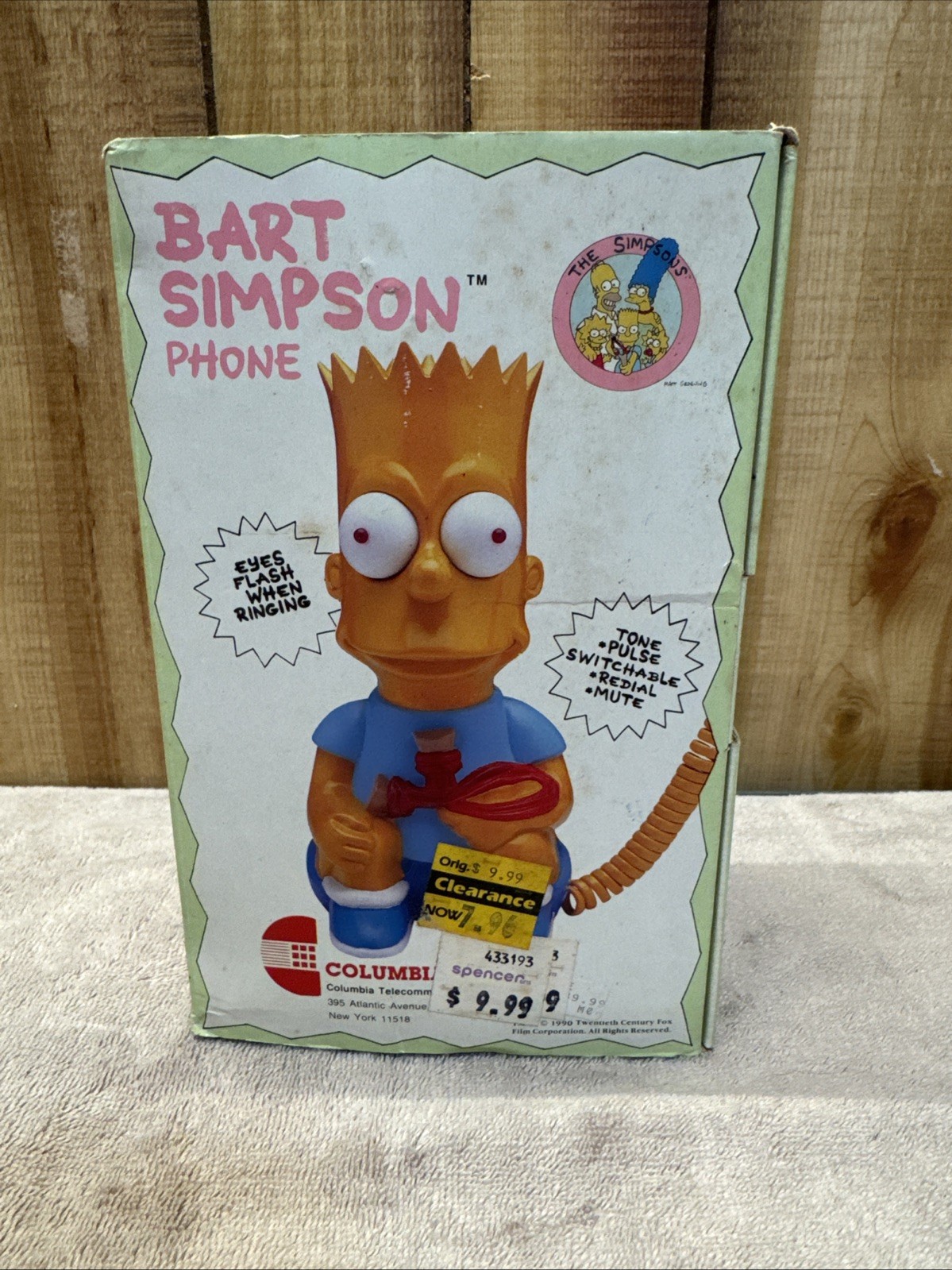 NOS Vintage Bart Simpson Phone Corded Landline 1990 W/ Box And Instructions