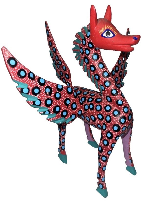 Cute Natural Dog-Wood Pegasus Carving Alebrije Sculpture from Oaxacan Artisans