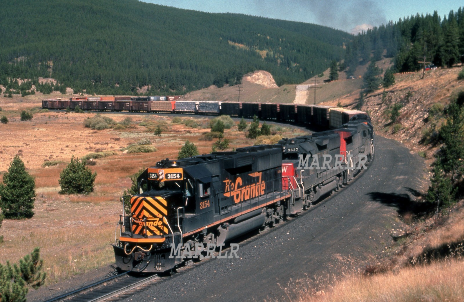 RR Photo-RIO GRANDE DRGW 3154 GP60 Leading Freight