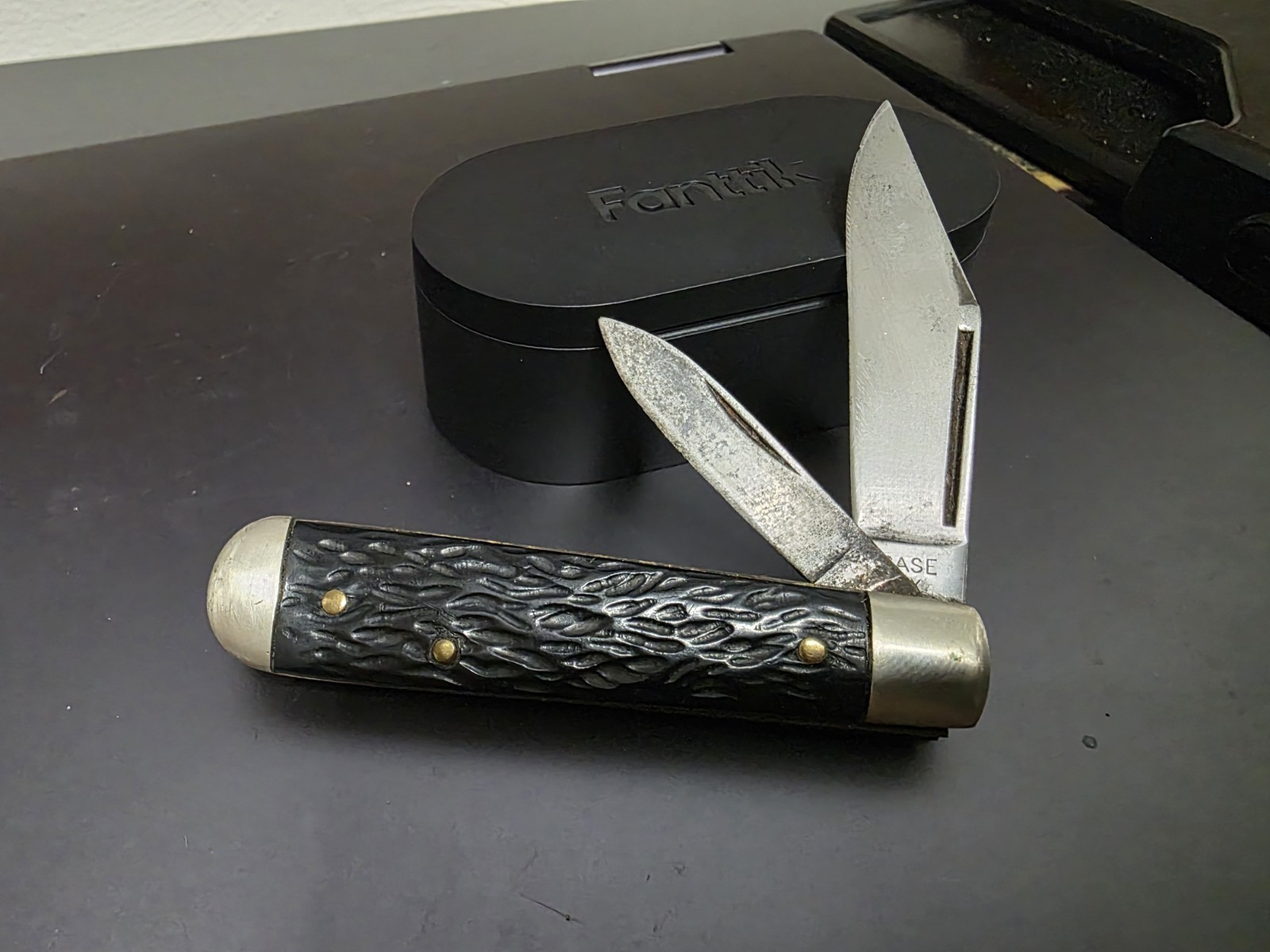 Vintage Case XX Knife 1940-1964 small Coke Bottle 25 1/2 Rough Black excellent