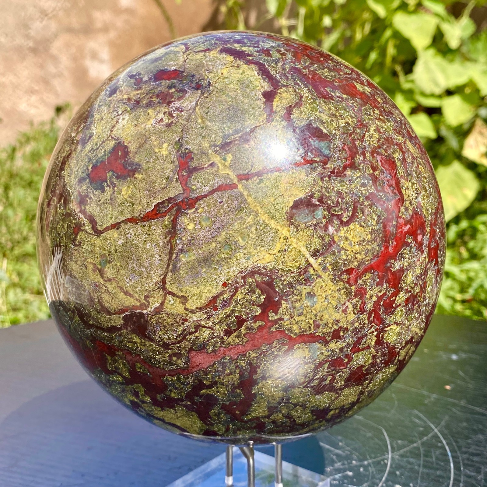 11LB  Natural Dragon Blood Jasper Sphere Polished Crystal Ball Healing Stone H