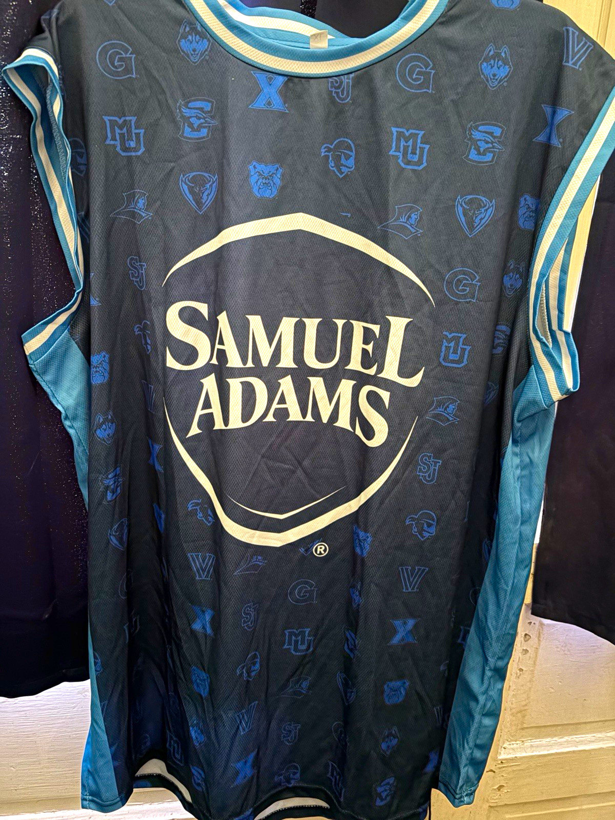 Samuel Adams Big East Conference Jersey Style Shirt Blue XL #26 Breweriana