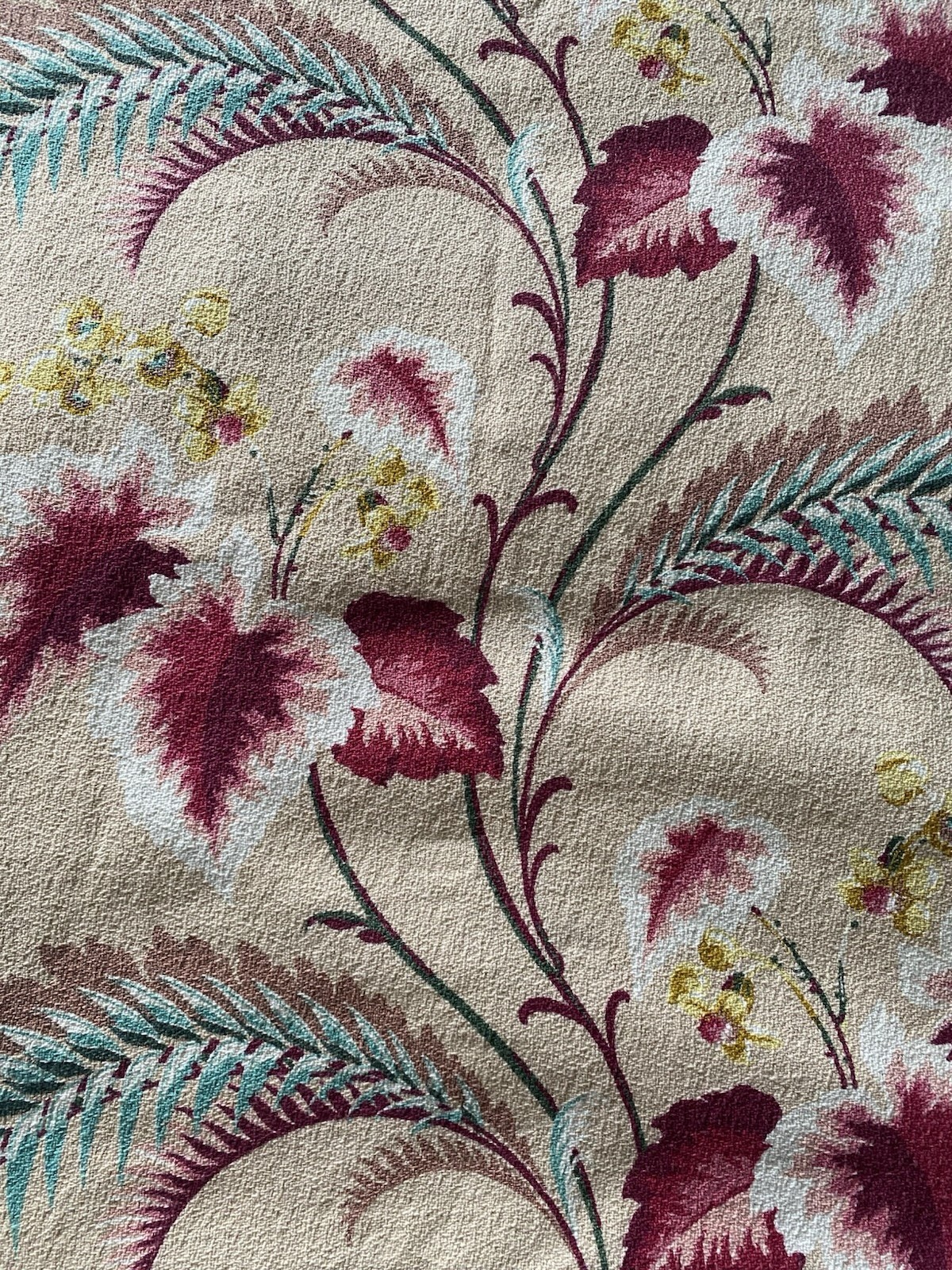 1940’s Begonia Leaves Hollywood MCM Barkcloth Vintage Fabric 22\