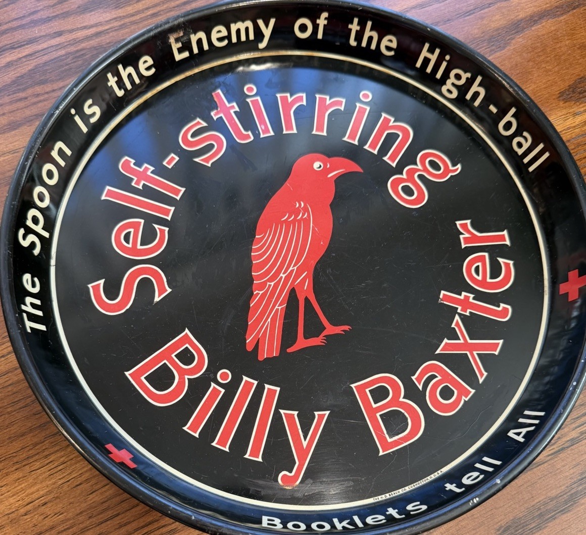 Vintage Pre-Prohibition 1930’s Billy Baxter Self Stirring Soda Advertising Tray