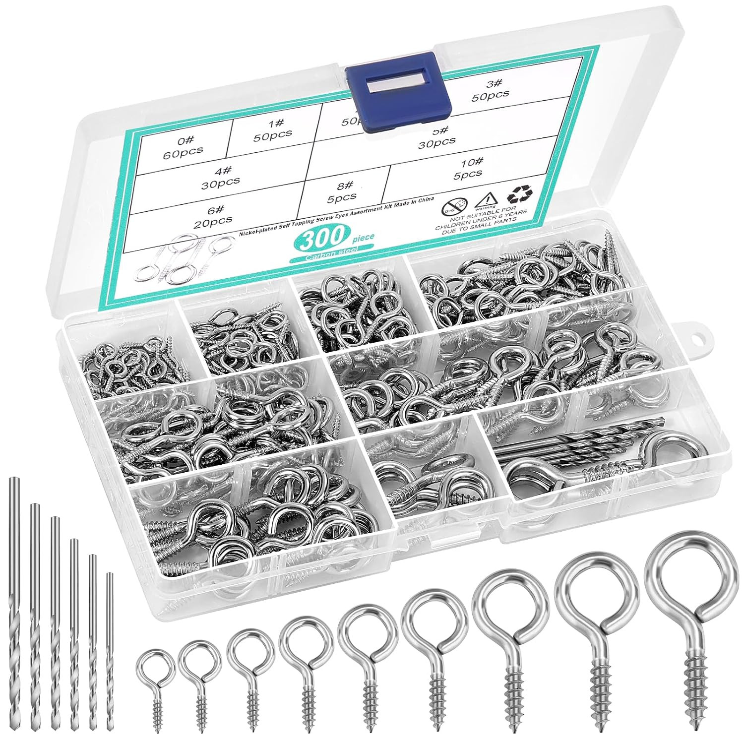 306 PCS Eye Hooks Screws Assortment Kit, (0.6 306 PCS Eye Hooks Screws Assortment Kit, (0.6