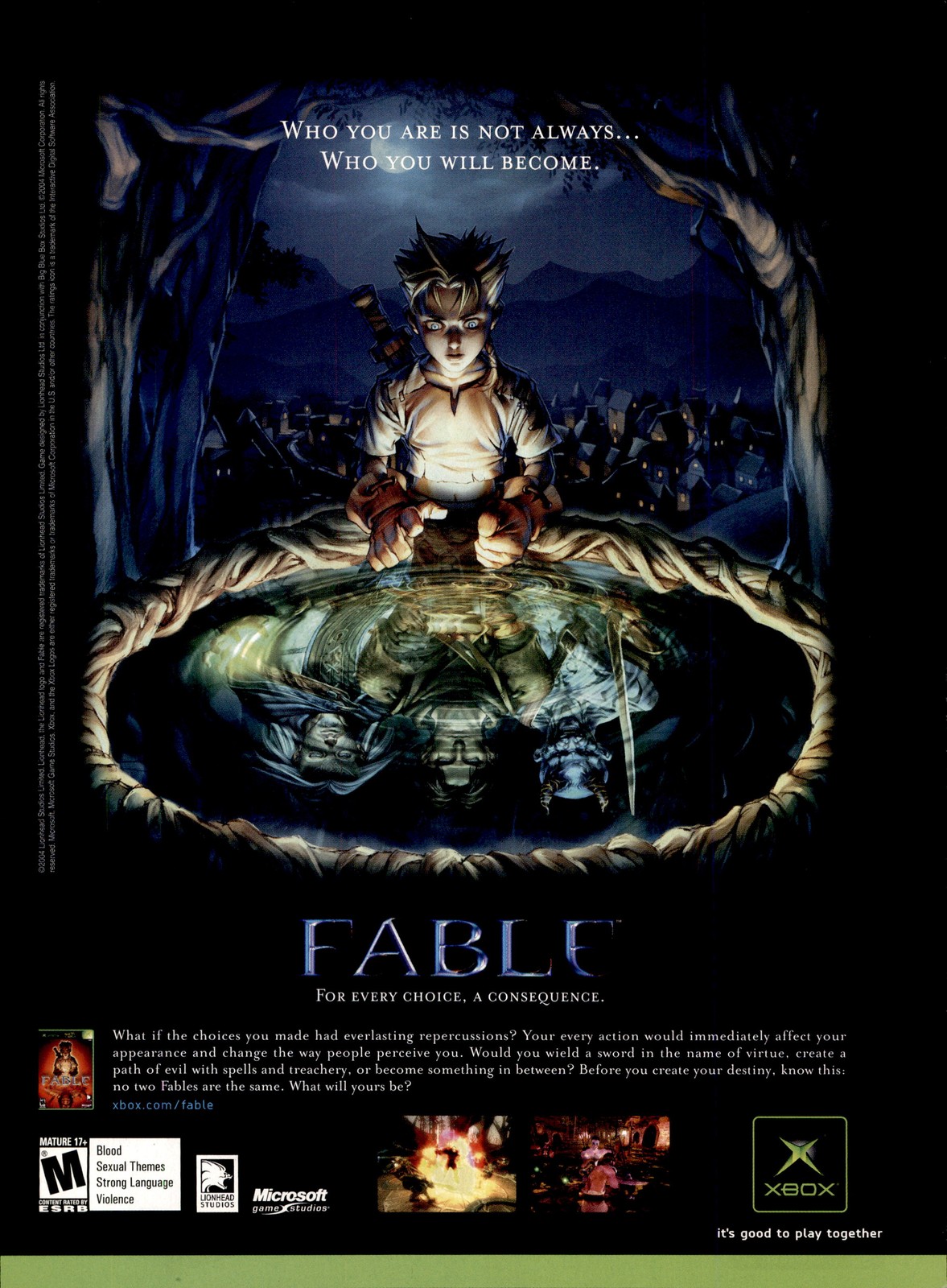 Fable Xbox Game Lionhead Studios 2004 magazine ad