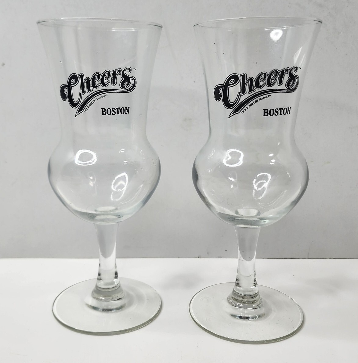 Lot of 2 - Cheers Boston Hurricane Glasses - Copyright 2008 - CBS Studios Inc