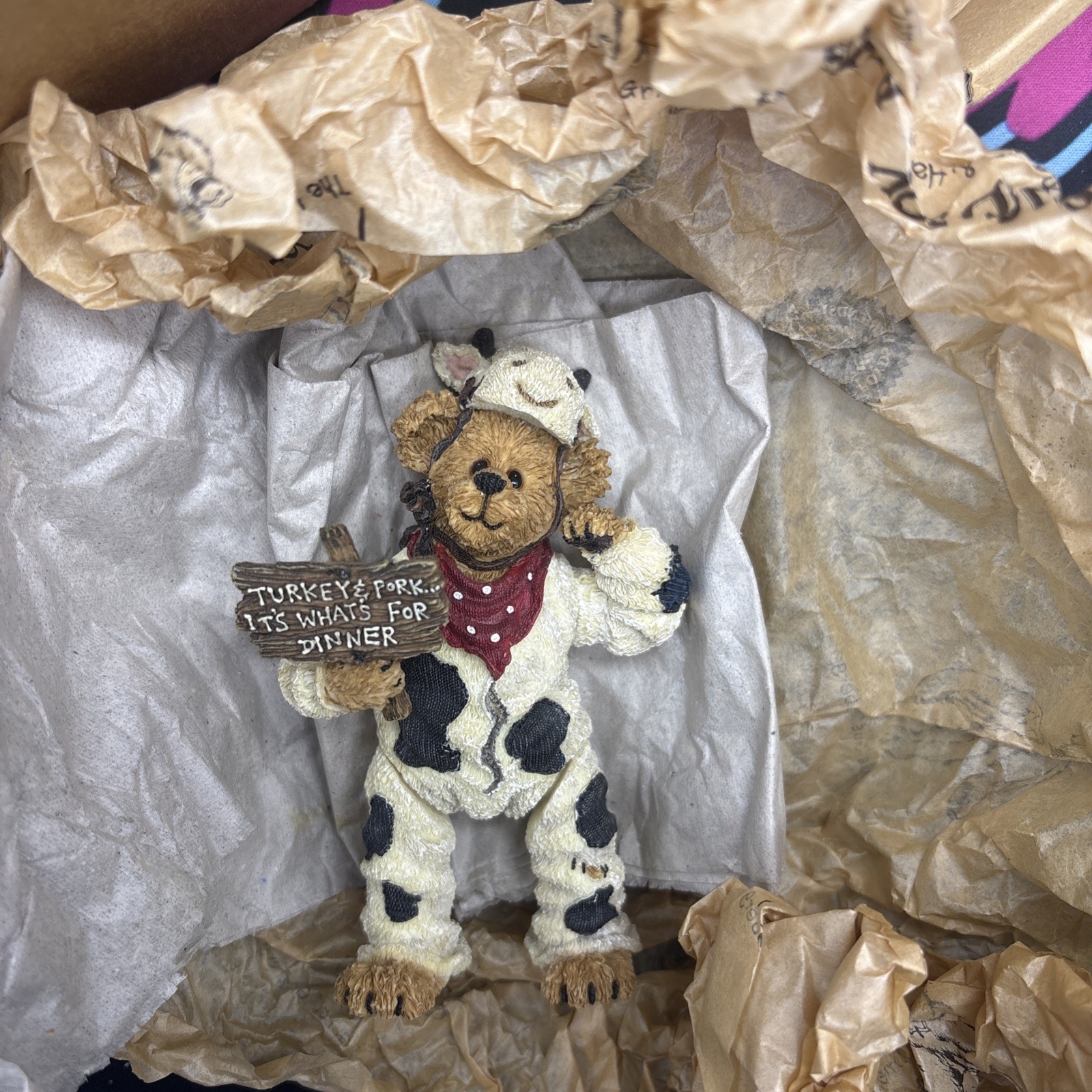 Boyds Bear Angus Bearger Quit Yer Beefin Shoe Box Bear Resin Figurine 3230 NIB