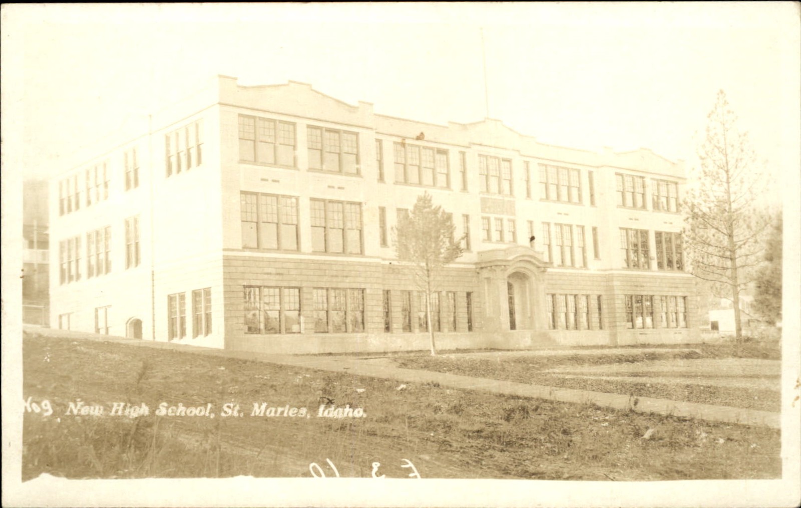 St. Maries Idaho ID New High School c1910s Real Photo Vintage Postcard bhn