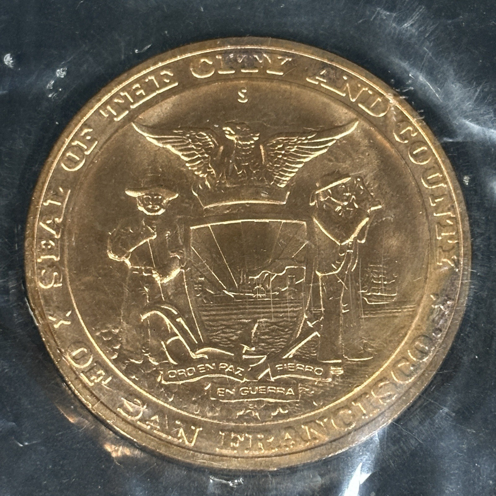 Vintage 1973 San Francisco Cable Car Commemorative Bronze Sealed Original Rare
