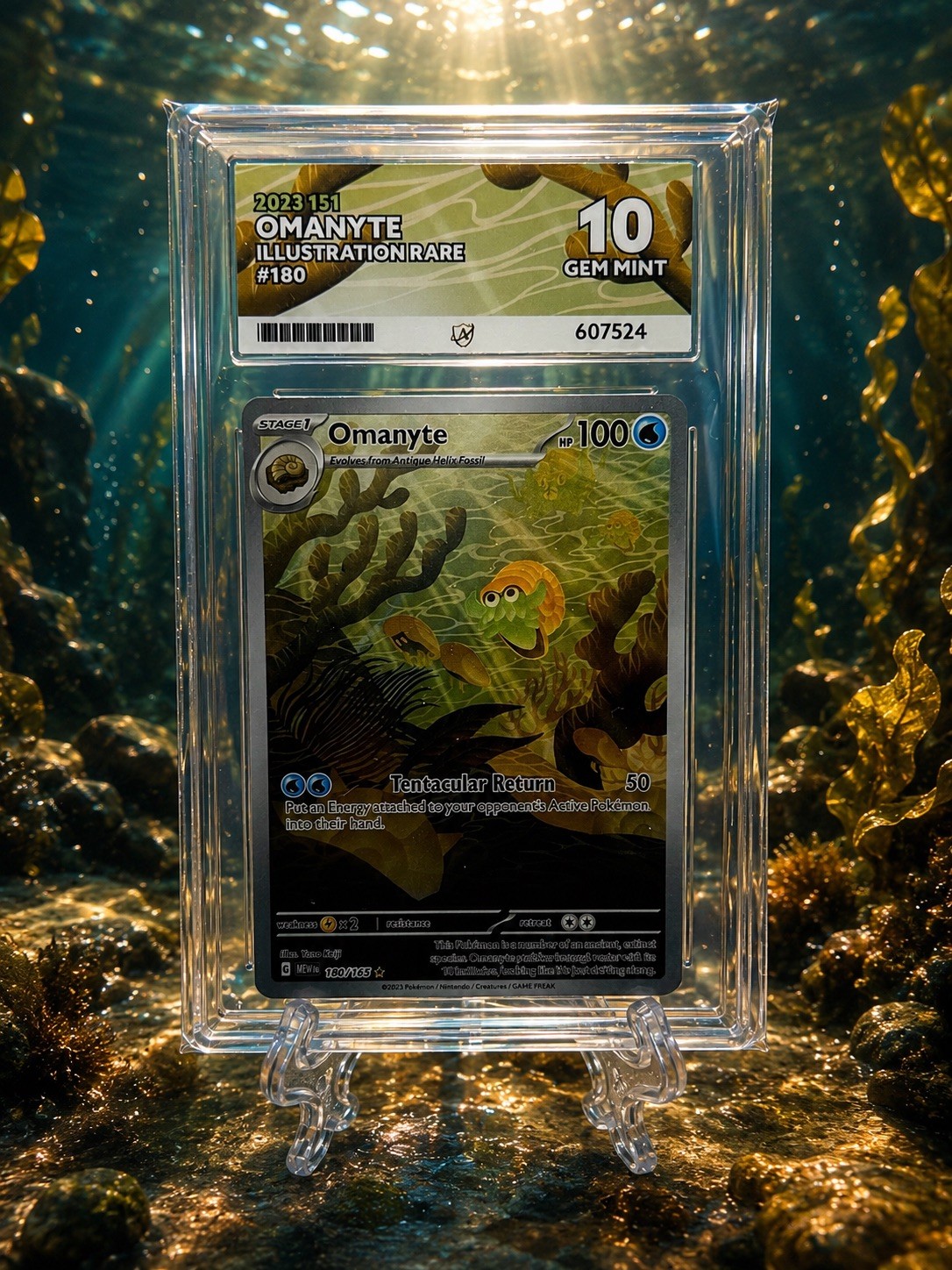 Omanyte 180/165 English Pokemon Illustration Ace 10 Gem Mint