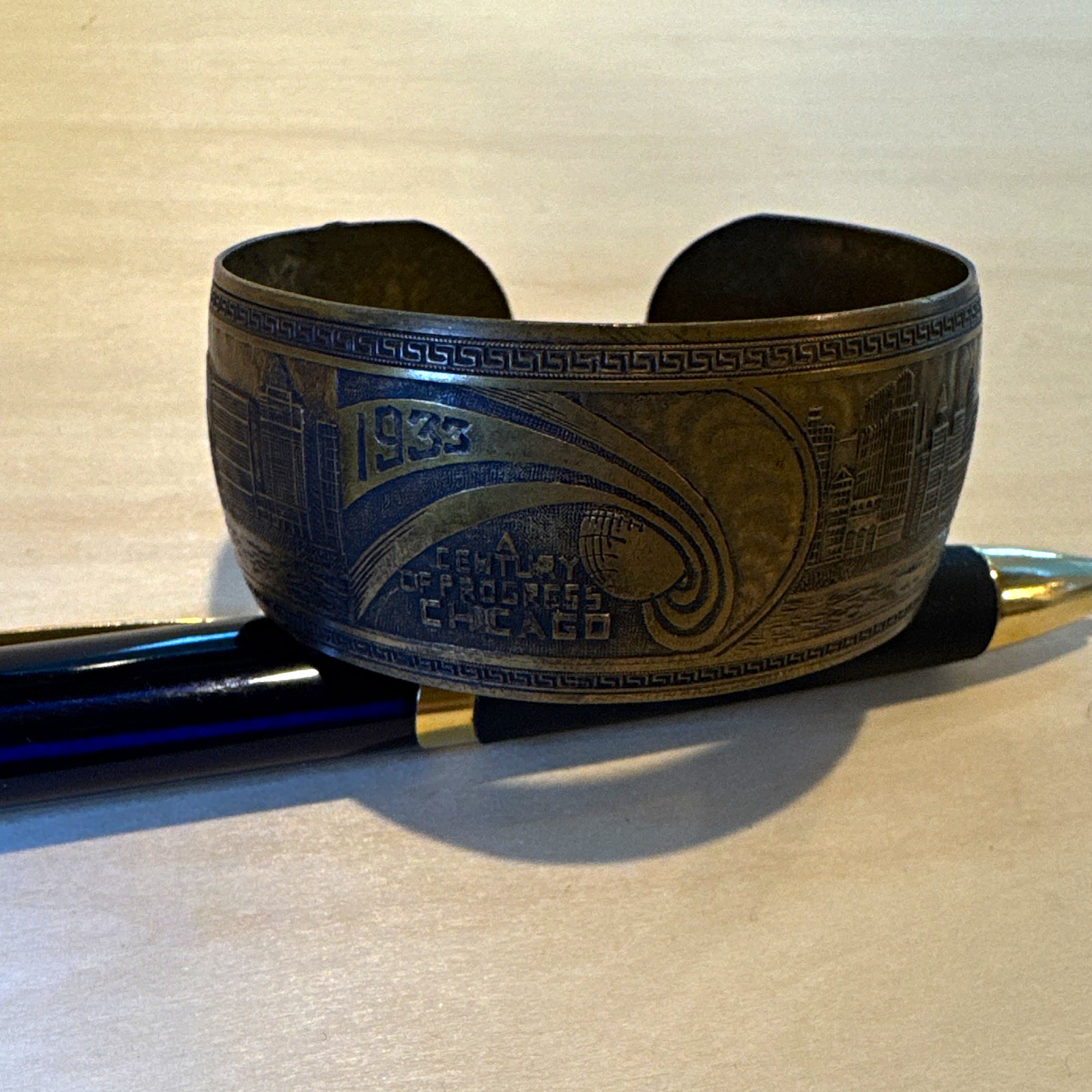 1933 Century of Progress 1933-34 Chicago World’s Fair Souvenir Cuff Bracelet