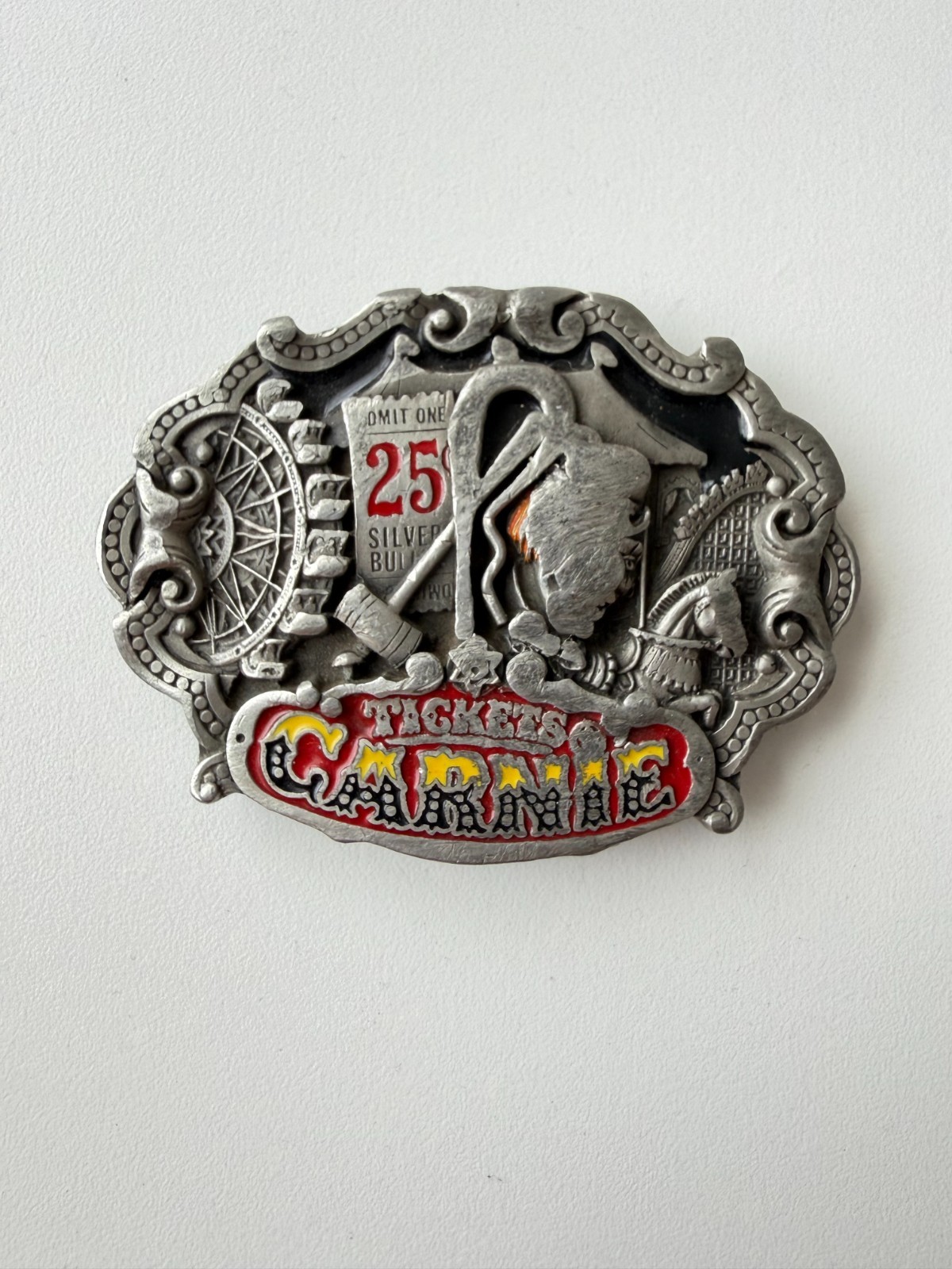 Carnival Belt Buckle Tickets Ferris Wheel Horse Vintage 1993 GAP Made in USA