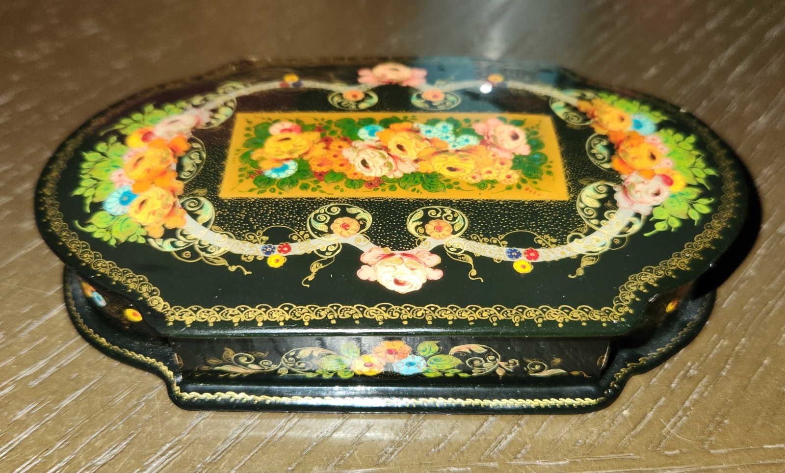 Vintage Russian Lacquer Trinket Box, Signed, 6\