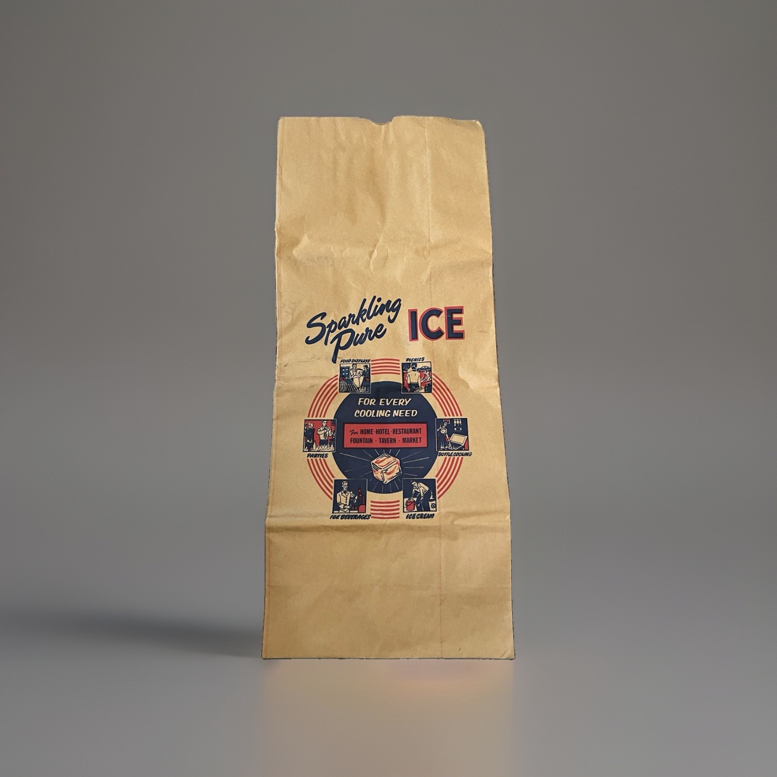 Vintage Sparkling Pure ICE Paper Bag Vintage Never Used Large Size 18 x 8 inches