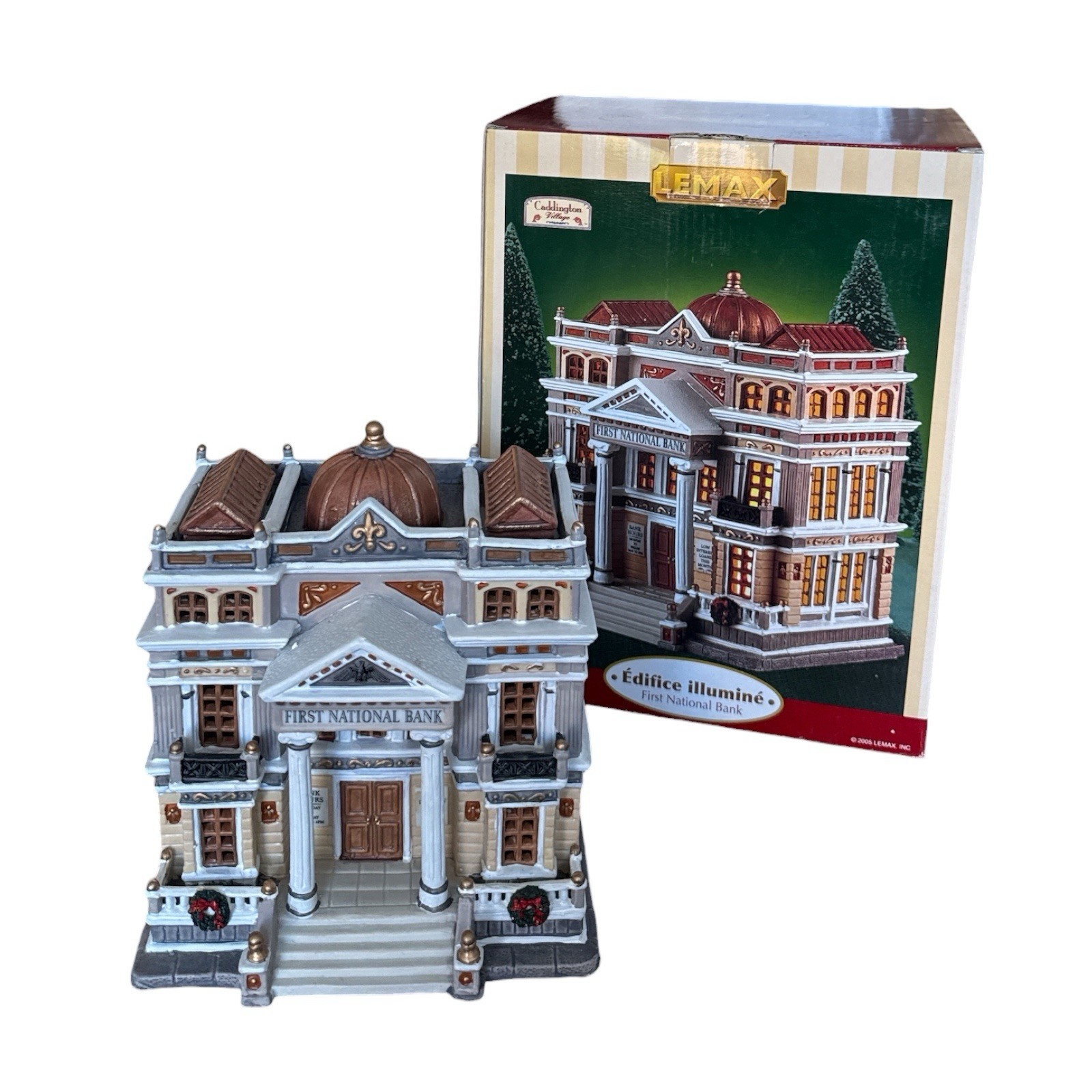 Vintage Lemax Caddington Village Collection First National Bank #55204 2005 Box
