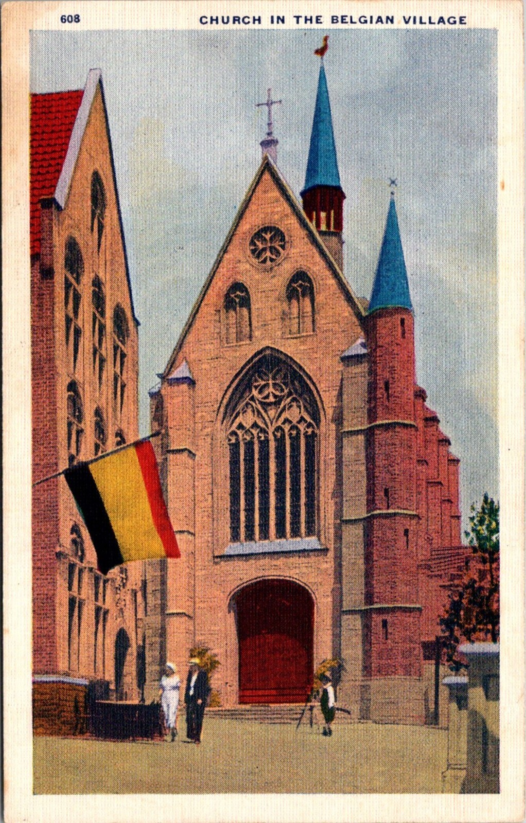 Church in the Belgian Village Chicago World s Fair 1933 Postcard