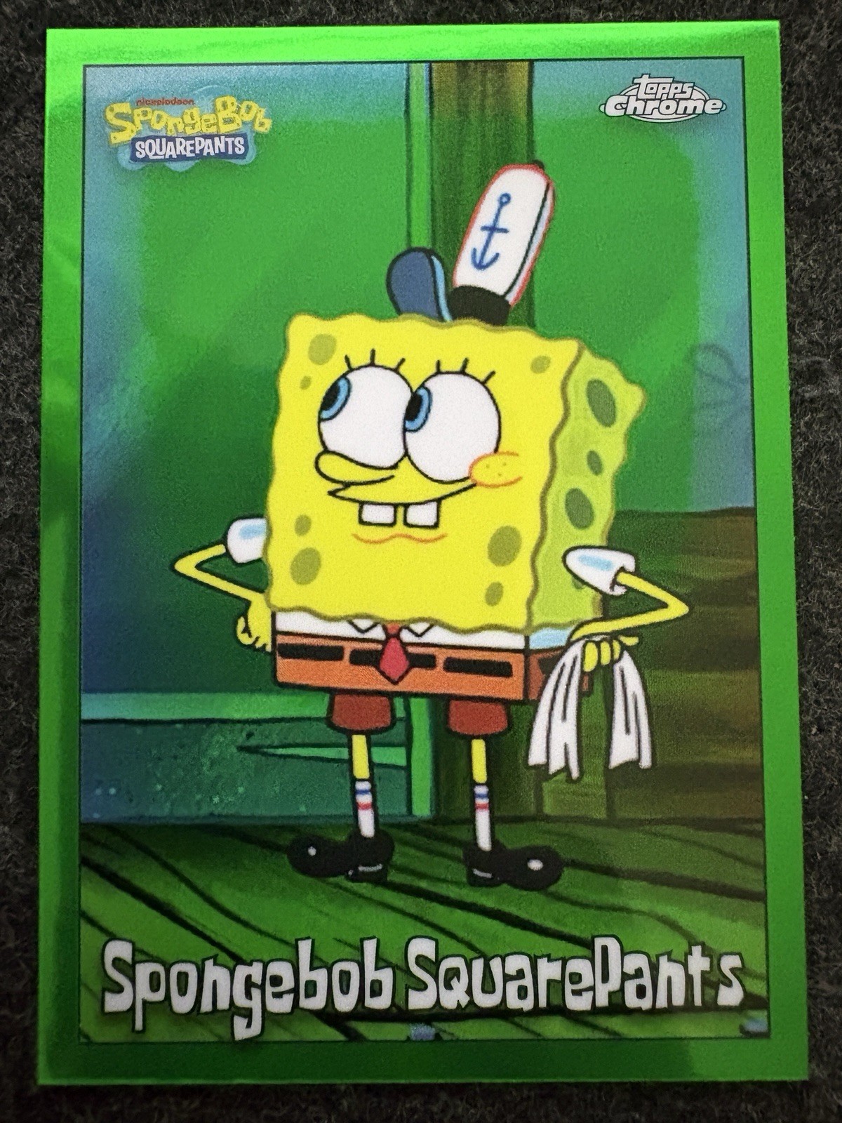 2025 Topps Chrome SpongeBob #25 SpongeBob SquarePants Kelp Green Refractor