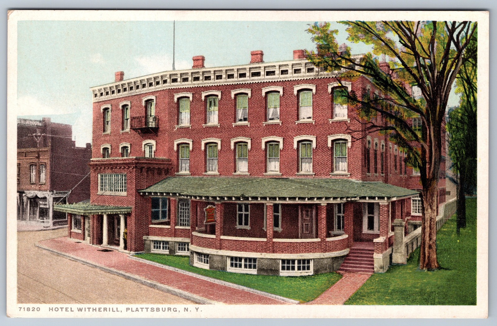 Hotel Witherill Plattsburg NY Postcard Detroit Publishing Phostint 71820 Unused
