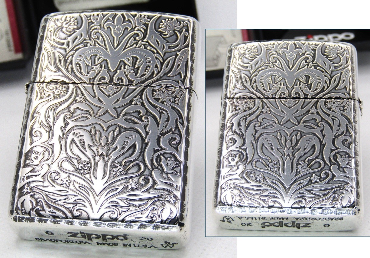 Armor Case Antique Floral Both Sides Corner Leutor Zippo Oil Lighter 2020 MIB
