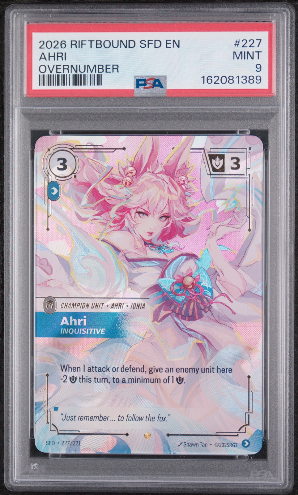2026 RIFTBOUND: LEAGUE OF LEGENDS SFD-SPIRITFORGED #227 AHRI - INQUISITIVE PSA 9
