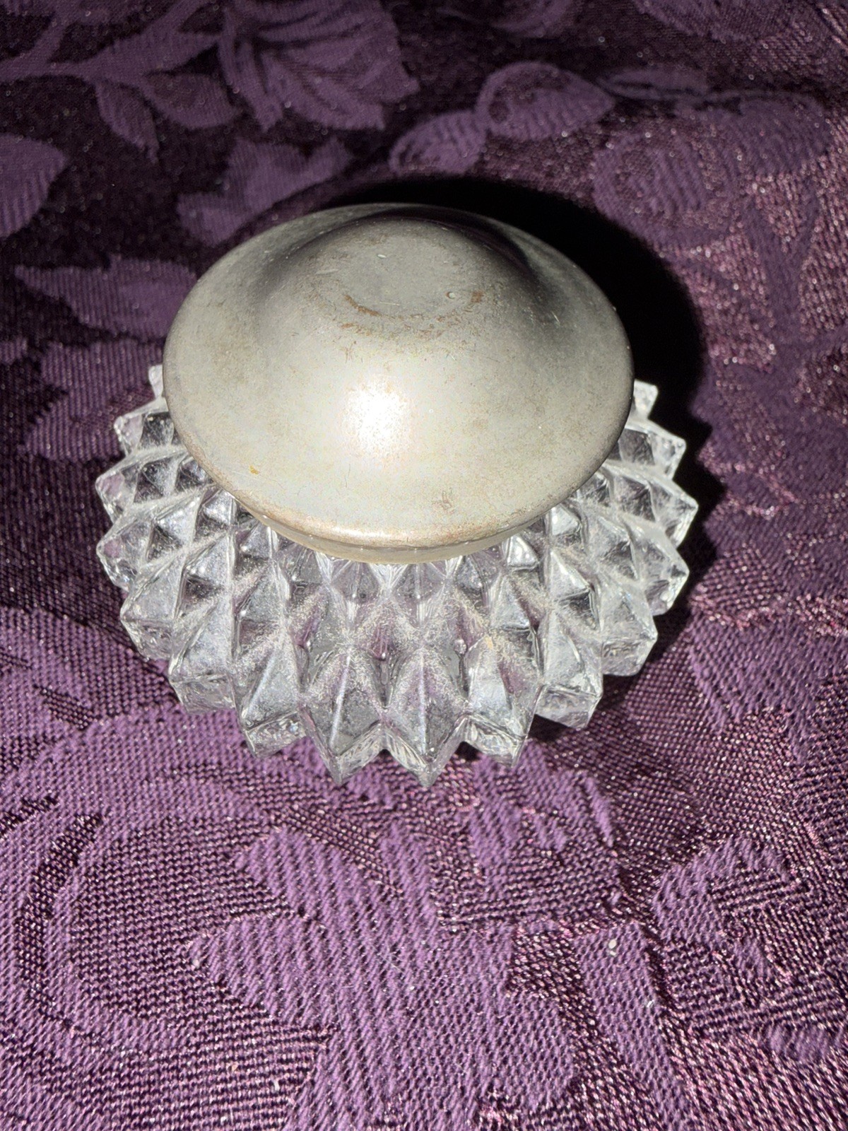 Vintage Antique 1959 Monogram Sterling Silver Crystal Cut Desk Inkwell