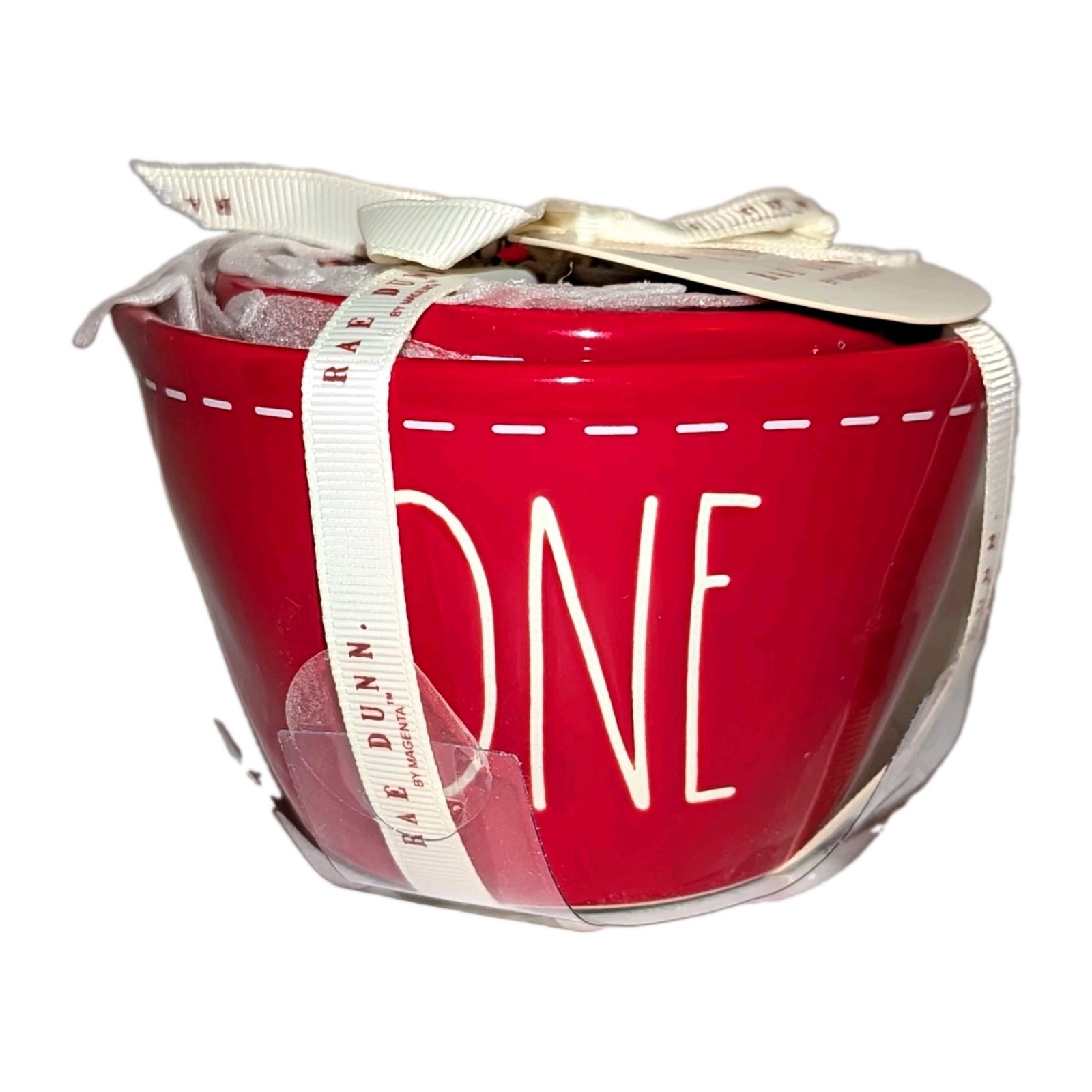 Rae Dunn Red Stitch Xmas Measuring Cup Set of 4 Cups Stitches Bowl Stitching NEW