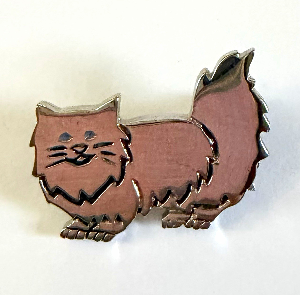 Vintage Kathleen’s Kittens Silver Tone Persian Cat Brooch Pin R/6 Signed