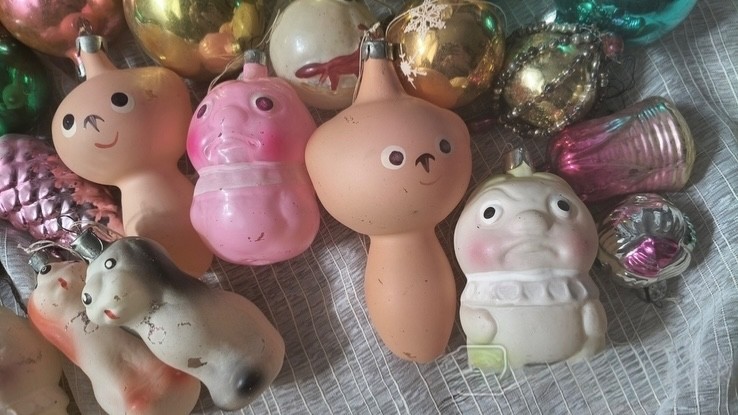 Vintage Soviet Glass Christmas Ornaments Mystery Box Reseller Lot 40+ pcs