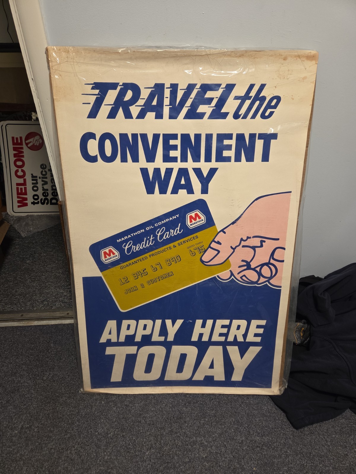 Vintage Marathon Oil Company Credit Card Advertisement Poster 1960s