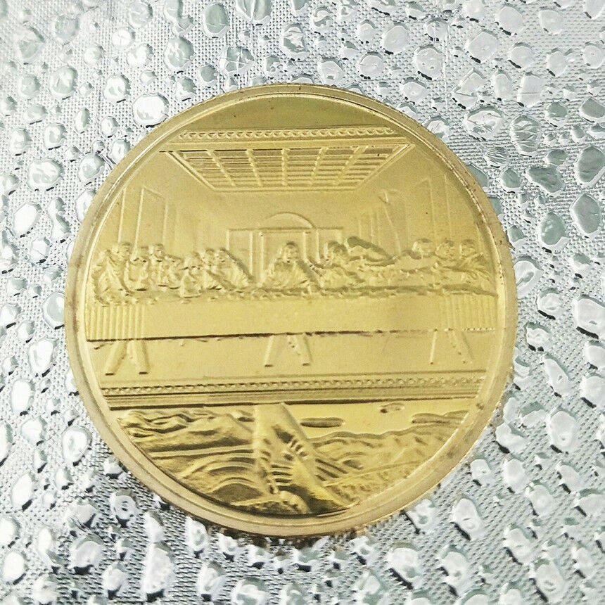 * 100 PCS Jesus Christ & Last Supper Gold Plated Coin *Great Religious Keepsake