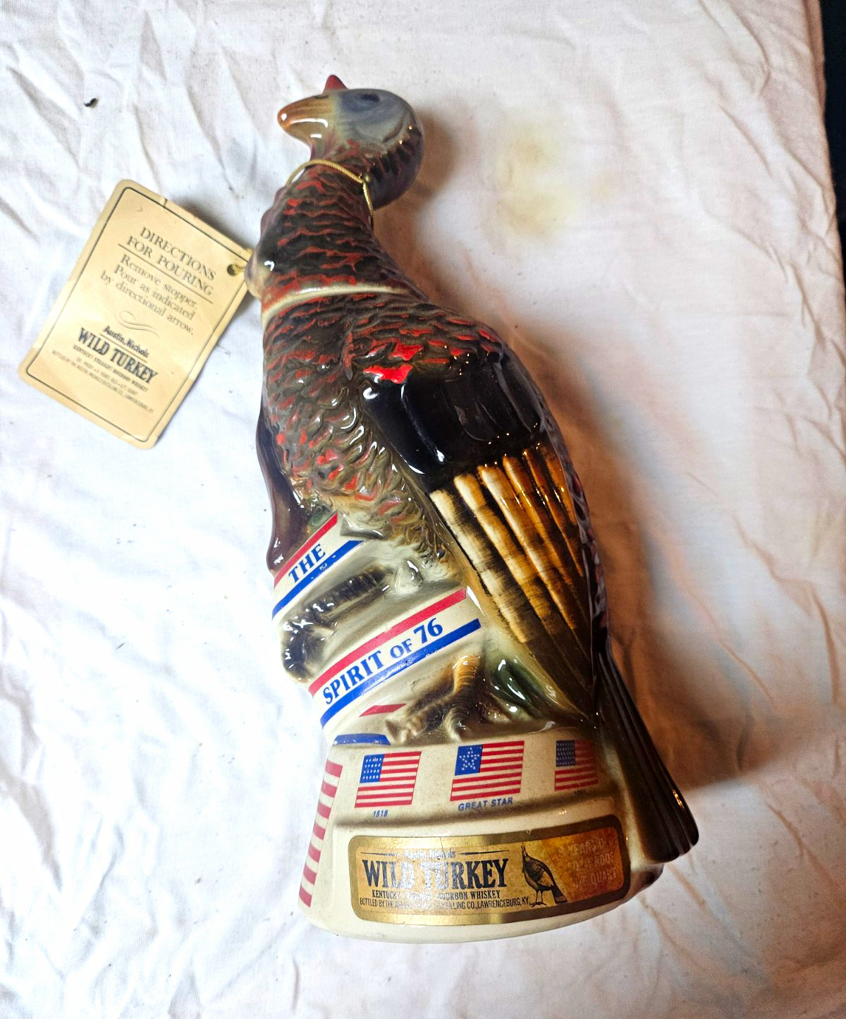 Vintage 1976 Wild Turkey Spirit of 76 Bicentennial Decanter Tag No 3 EMPTY